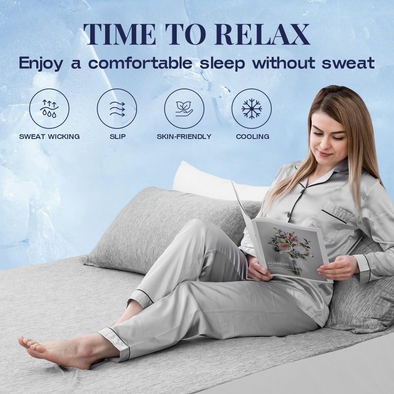 OMERAI Queen Sheet Set, 3 Piece Bed Sheets for Hot Sleeper, Breathable & Cooling, Includes 1 Fitted Sheet and 2 Pillowcases, Grey - Image 4